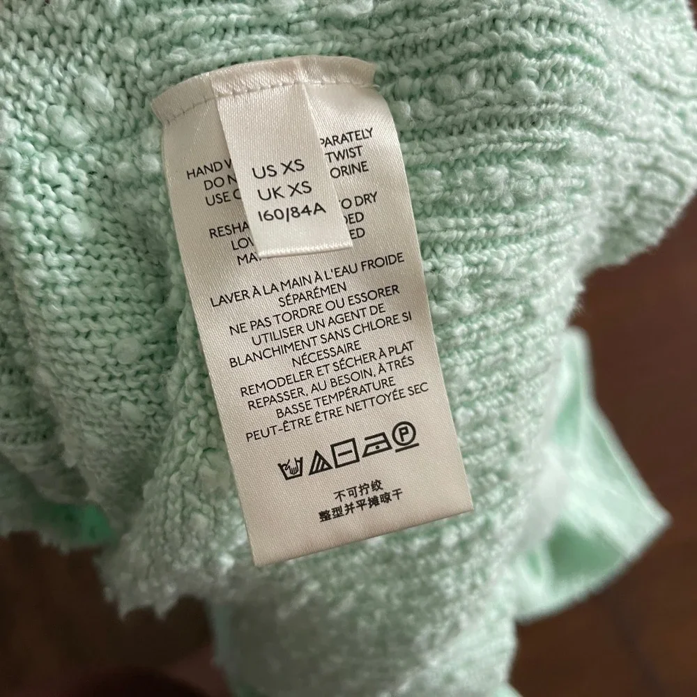Free People Cardigan Womens XS Mint Green Textured Knit V-Neck Boho Sweater